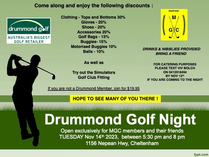 Drummond Golf Night 14 Nov 2023 Mentone Golf Club